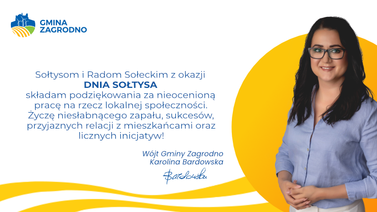 Życzenia z okazji Dnia Sołtysa od Wójt Gminy Zagrodno