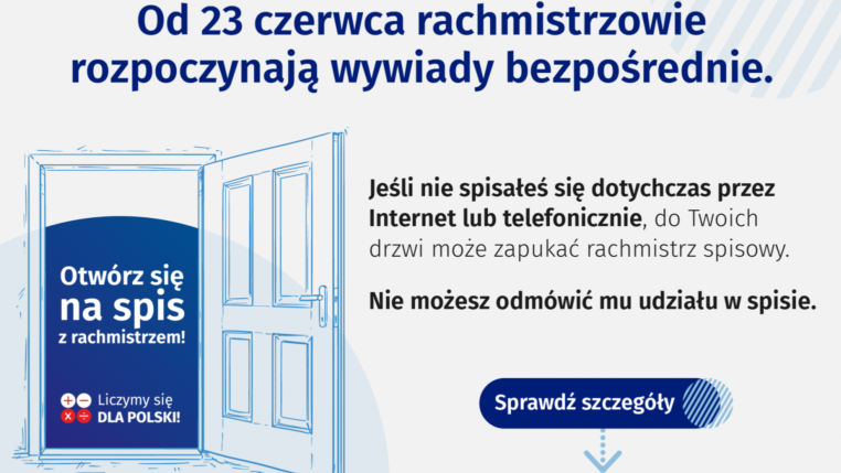 Od 23 czerwca br. rachmistrzowie spisowi rozpoczną wywiady bezpośrednie